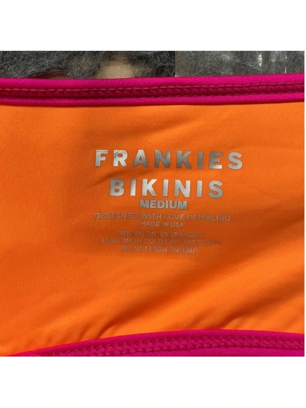 Frankies Bikinis Waco Terry Bikini Top Sundown Orange Pink Bralette M NWT